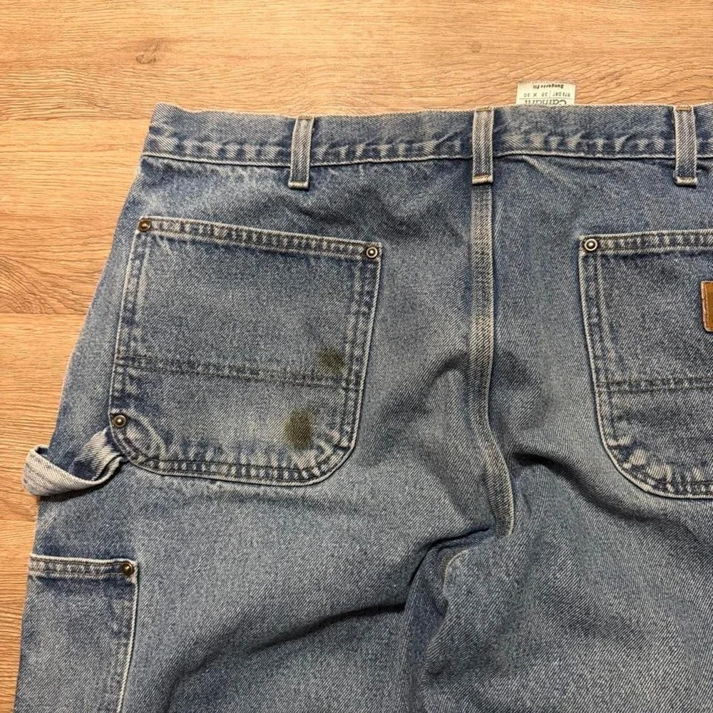 Vintage 2000s blue jean denim Carhart double knees small flaw shown